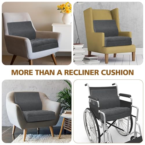 Recliner Cushion for Elderly with Lumbar Support Pillow - 20x20x5 Inch Extra Thick Recliner Seat Cushion for Seniors Relief Back Pain and Tailbone Pain from Long Sitting Non-Slip Bottom