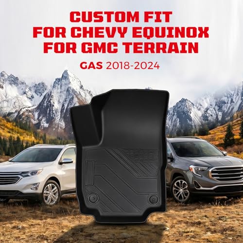 TPE Floor Mats Set for Chevy Equinox/GMC Terrain 2024 2023 2022 2021 2020 2019 2018, All Weather TPE Custom Fit Floor Liners & Cargo Liner & Backrest Mats (Not Fit Equinox EV) - size: 7.For Chevy Equinox/GMC Terrain|18-24|Full Set