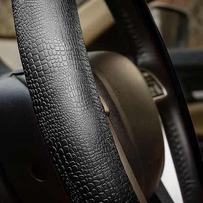FH Group Universal Fit Silicone Snake Pattern with Massaging Grip Steering Wheel Cover Fits Most Cars, SUVs, Trucks, and Vans Black - color: Black