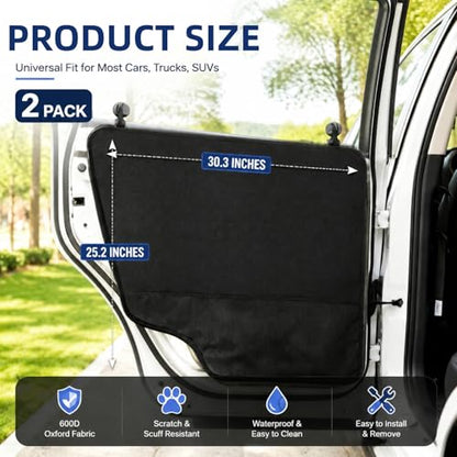 Covzoe 2 Pack Dog Car Door Protector, Waterproof Scratch-Resistant Vehicle Door Covers, Washable Pet Vehicle Door Guard, Secure Fit for Cars, Trucks, SUVs