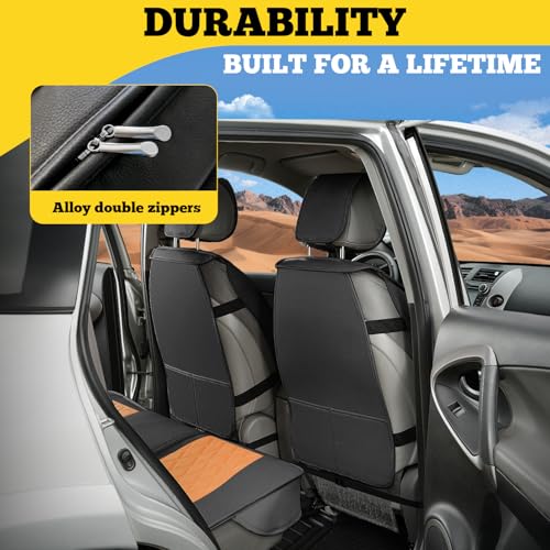 LINGVIDO Car Seat Covers Full Set (5 Seats) - Premium Perforated Nappa Leather, Waterproof Shield, Omni-Adapt Fit SUVs Sedans, Ultimate Family & Pet Protection - color: Black & Brown (A), size: Full Set (5 Seats)