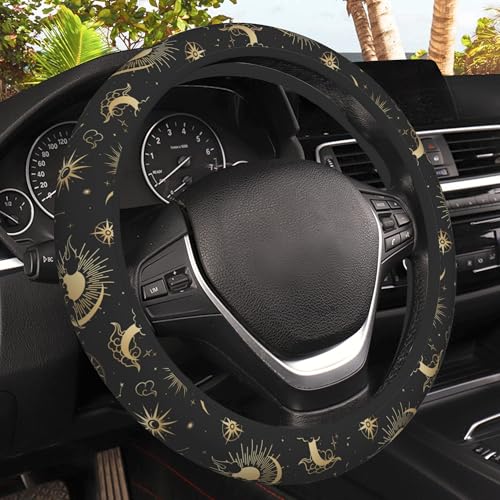 Magical Clouds with Moon Steering Wheel Cover, Sun and Stars Elastic Non-Slip Steering Wheel Protector,Auto Interior Decor for Women Girls,Universal 15" Fit for Sedans,Trucks - color: Magical Clouds with Moon