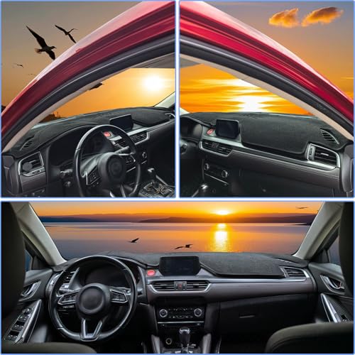 Dashboard Mat - Premium Polyester Fiber, Non-Slip Heat Resistant Dash Cover Protector (Compatible with Chevrolet Sail 3 Nueva Sail 2015-2019, Black+Red Edge) - color: Black+Red Edge