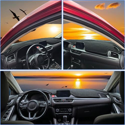 Dashboard Mat - Premium Polyester Fiber, Non-Slip Heat Resistant Dash Cover Protector (Compatible with Chevrolet Sail 3 Nueva Sail 2015-2019, Black+Blue Edge) - color: Black+Blue Edge