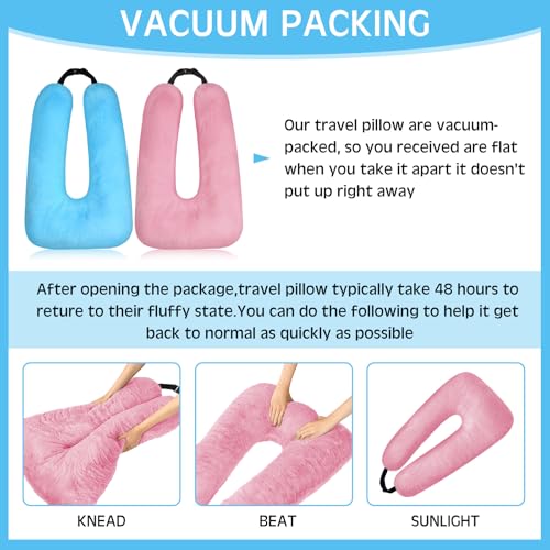 Barydat 2 Pcs Car Travel Pillow for the Back Seat 28 x 18 in Sleeping Reading Pillows for Distance Travel Car Cushion for Kids Adults Head and Body Support U Shaped Pad(Pink, Blue) - color: Pink, Blue