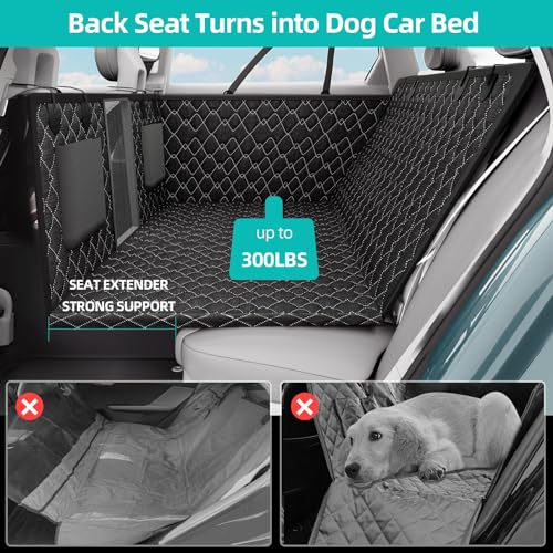 Petiza Back Seat Extender for Dogs Hard Bottom Dog Car Seat Cover for Back Seat Heavy Duty Scratch Proof Nonslip Durable Soft 100% Waterproof Dog Hammock for Car Truck SUV - size: Hard Bottom Extra Large-black