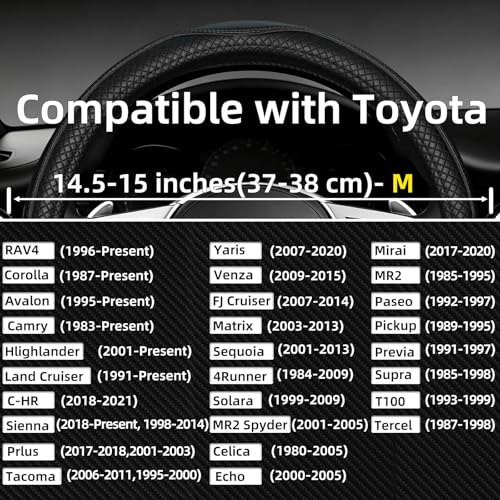 NBTEPEM Customized Auto Car Steering Wheel Cover for Toyota, Microfiber Leather Steering Wheel Covers with Anti-Slip Lining, Breathable, Safety, Soft, Sports Style (Black) - color: Black