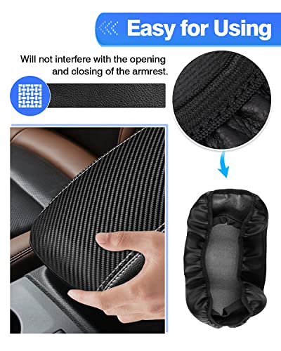 Autorder Center Console Cover for Ford Bronco Sport 2021-2025 2026/Escape 2020-2025 2026 Accessories Carbon Fiber Armrest Cover Anti-Scratch Middle Console Pad Leather Armrest Protector
