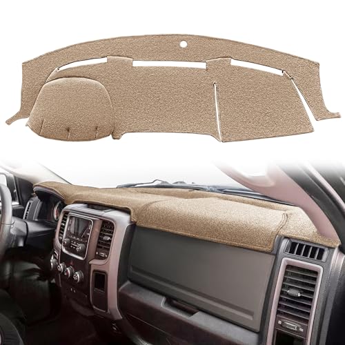Yiz Dash Cover Mat Custom Fit for Dodge Ram 1500 2009-2018, Ram 1500 Classic 2019-2024,Ram 2500 3500 2010-2018, Ram 4500 5500 2011-2018 Dashboard Cover Pad Carpet Protector(11-18 Beige) J17 - color: 11-18 Beige