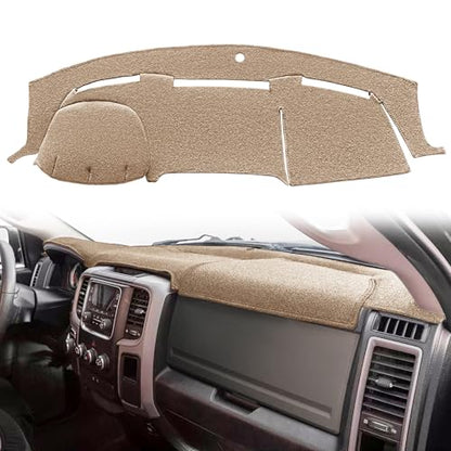 Yiz Dash Cover Mat Custom Fit for Dodge Ram 1500 2009-2018, Ram 1500 Classic 2019-2024,Ram 2500 3500 2010-2018, Ram 4500 5500 2011-2018 Dashboard Cover Pad Carpet Protector(11-18 Beige) J17 - color: 11-18 Beige