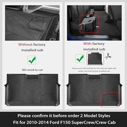 KARPAL Floor Mats for 2010-2014 Ford F150 SuperCrew with 1st Row Bucket Seat, Custom Fit TPE All Weather Ford F-150 Accessories 1st & 2nd Row Floor Liner - style: 2010-2014 | For Ford F-150 | 1st & 2nd Row