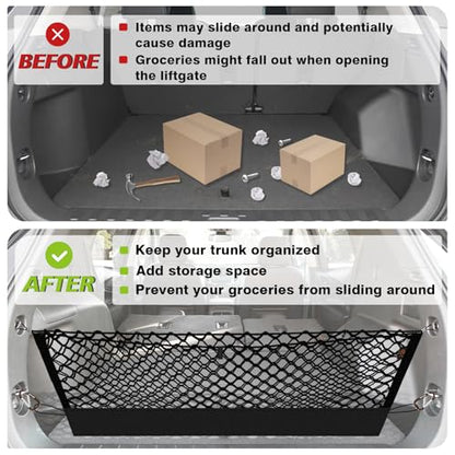 Truck Bed Cargo Net Trunk Netting Compatible with 2018-2024 Chevy Equinox | GMC Terrain Accessories, Pickup Cargo Organizer SUV Sedan Storage Net w/Heavy Duty Carabiners - style: 2018-2024 Equinox & Terrain