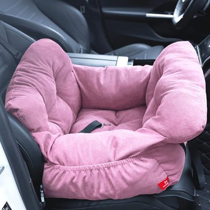 Pet Car Seat for Small Dogs up to 25 lbs with Safety Straps, Storage Pockets, Travel Carrier Bed Booster Seat, Machine Washable (Pink) - color: Pink