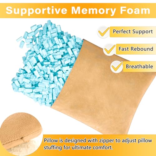 1 MIDDLE ONE 2 Pack Small Pillow, Memory Foam Mini Pillow 11 X 7 Inches for Travel, Sleeping, Nap and Neck, Knee, Lumbar Support, Tiny Cushion for Pet, Dogs (Camel) - color: Camel, size: 11x7 inch