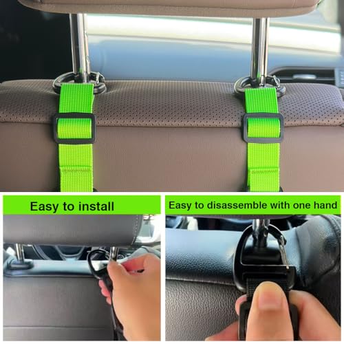 Car Headrest Hooks, Backseat Storage Organizer Hangers, Universal Vehicle Seat Back Hooks, 4 Pack (brightgreen) - color: brightgreen