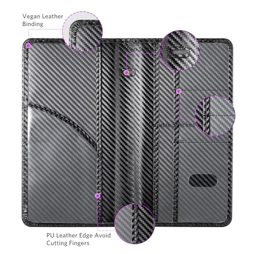 CoBak Car Registration and Insurance Holder - Vehicle Glove Box Car Organizer,Auto Truck Comparment Accessories Case with Magnetic Closure for Driver License,Cards - color: L-Fiber Black