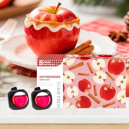 Car Air Freshener Vent Clips, 8 Pack, Provides Long-Lasting Scent, Up to 240 Days, Odor Eliminator (Apple Cinnamon) - color: Apple Cinnamon