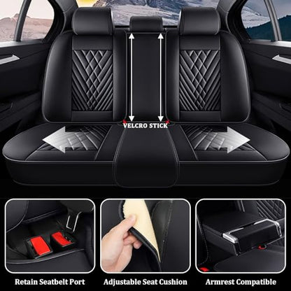 Car Seat Covers Full Set for Honda CR-V 2000-2026, Waterproof Nappa Leather Car Seat Cover, Full Coverage Car Seat Covers Sets(5 Seats/Black)