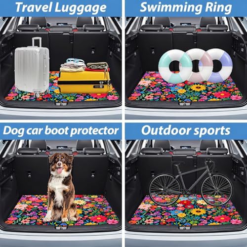 Automotive Floor Mats 5 Pcs, Universal Car Floor Mats,Floral Car Mats, Flower Car Accessory for SUVs/Sedan/Wagons, Durable Protective Mat, Trunk Liner for Families/Travel Enthusiasts - style: Bundle66