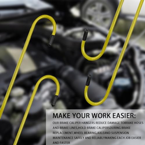 2PCS Car Brake Caliper Hooks, Vehicle Caliper Hangers with Rubber Caps, S-Shaped Automotive Accessories for Braking, Axle, Bearing, Suspension Work for SUV, Truck, RV（Yellow/2PCS） - color: Yellow, size: 2PCS