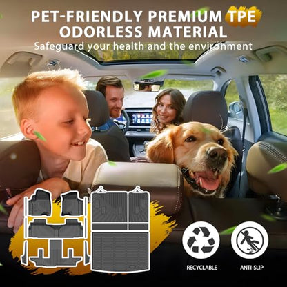Floor Mats for 2021-2025 2026 Chevy Chevrolet Suburban/GMC Yukon XL 7 Seats Accessories, All Weather TPE Cargo Liner Seat Back Covers with Door Sill Guards Protectors,Full Coverage Set - size: 2)Chevy Suburban/GMC Yukon XL 7S｜21-26｜Full Set