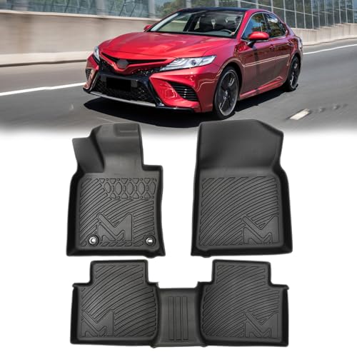 TPE Automotive Floor Mats Custom for 2018-2024 Toyota Camry (Not Fit Hybrid or AWD), All Weather Cover Protection Waterproof Black Floor Liner Front & Rear Row Full Set Car Mats, 3PCS - size: 3PCS (2Row), style: For 2018-2024 | Toyota Camry(Not Fit Hybrid