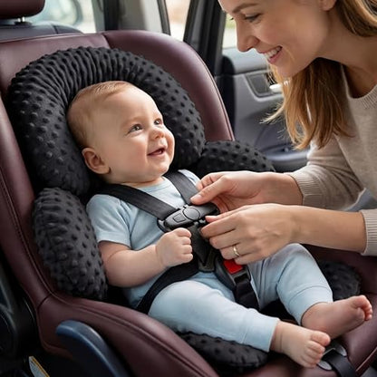 Pro Goleem Infant Car Seat Insert, Baby Head Neck Body Support, Soft Minky Newborn Car Seat Insert, 2-in-1 Reversible, Boys and Girls, Black - color: Black
