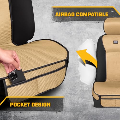 Caterpillar AeroMesh Car Seat Covers Cushions, Breathable Full Coverage Universal Front Seat Protectors Mesh Seat Cushions for Car Cushions, Fits Most Vehicles (2PC)