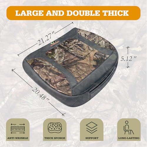 Mossy Oak Car Seat Cover, Luxury Faux Leather Front Bottom Seat Cushion Cover, Universal Anti-Slip with Wrap-Around Design and Storage Bags, Suitable for Most Vehicles - Gray Color 1 Piece - color: Gray