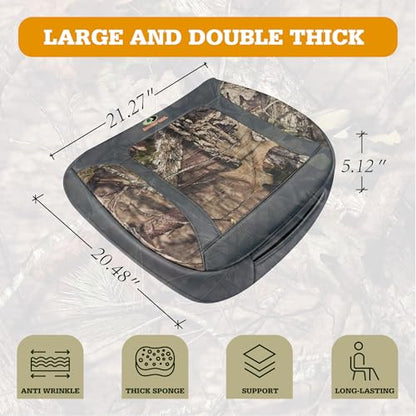 Mossy Oak Car Seat Cover, Luxury Faux Leather Front Bottom Seat Cushion Cover, Universal Anti-Slip with Wrap-Around Design and Storage Bags, Suitable for Most Vehicles - Gray Color 1 Piece - color: Gray