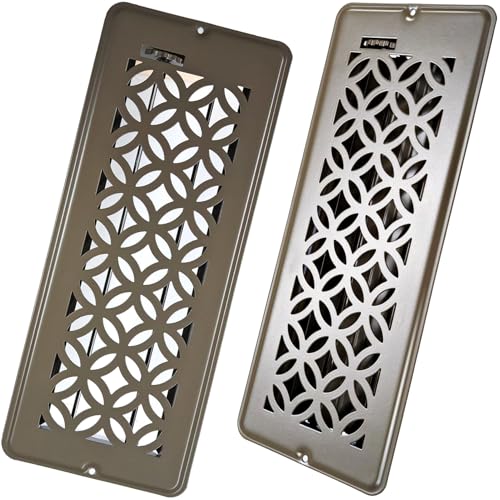 4x12 Floor Register, Floor Vent Cover, Air Vents, All Steel Heavy Duty Floor Register, Easy Adjustable Air Supply Lever, or Wall Vents (4" x12" Brown, 2Pack) - color: 4 x12 Brown 2Pack