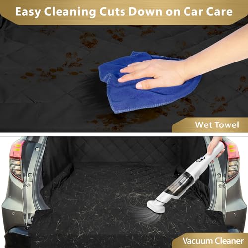 F-color SUV Cargo Liner for Dogs - Waterproof Pet Cargo Liner with Side Flaps, Comfort Dog Cargo Cover with Bumper Flap, Scratchproof Non-Slip Large for Full-Size SUVs Vans, 55 x 93 Inch, Black - color: Black, size: Large Extended (With Flaps) 93"