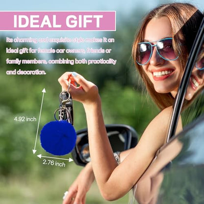 Wuyaoyao 10PCS Fluffy Car Accessories Set for Women Girls, Cute Furry Steering Wheel Cover, Gear Shift & Handbrake Cover, Armrest Pad, Seat Belt Shoulder Pads, Diamond Ignition Ring & Cup Mats (Blue)