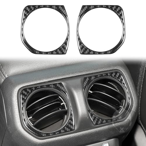 2PCS Rear Air Vent Frame Trim Compatible with Jeep Wrangler JL JLU Gladiator JT 2018-2024, Real Carbon Fiber Material Air Conditioning Outlet Cover Accessories - color: Black 19