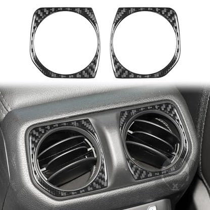 2PCS Rear Air Vent Frame Trim Compatible with Jeep Wrangler JL JLU Gladiator JT 2018-2024, Real Carbon Fiber Material Air Conditioning Outlet Cover Accessories - color: Black 19