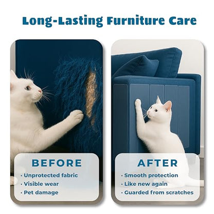 Large Cat Scratch Furniture Protector, 10 Pcs Transparent Couch Protector from Cat Claws, Single-Sided Self-Adhesive Anti-Pet Deterrent Sofa Protector with 55 Pins for Walls & Doors, 17IN