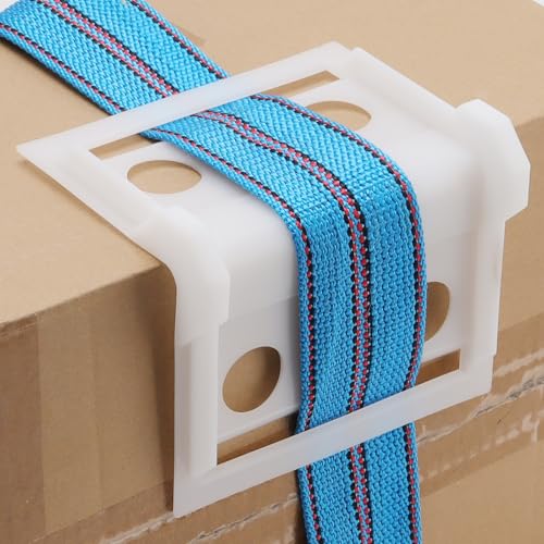 JOIKIT 20 Pack 4 Inch Plastic Corner Flatbed Edge Protectors, White 2" - 4" Tie Down Strap Protectors for Cargo Loads, Heavy Duty Edge Corner Guard for Preventing Damage to Cargo Edges Equipment