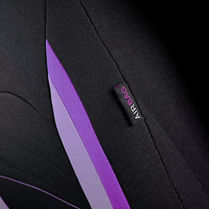 Flying Banner Car Seat Covers Front Seats Rear Bench Polyester car seat Protectors Easy installations Rear Bench Split Classic Man Lady Truck - color: Black Purple & Light Purple