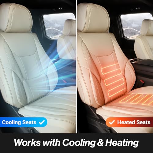 Coverland Custom Fit Car Seat Covers for Car Compatible with [Accord, Prius Prime, Avalon, Legacy, WRX, BRZ] Premium Waterproof Non-Slip Interior Seat Protector [Front Beige - Size Chart A19]