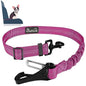 SlowTon Dog Seat Belt, Adjustable Dog Safety Belt Leash, 2 in 1 Latch Bar Attachment Dog Car Seatbelt with Elastic Nylon Bungee Buffer, Reflective Nylon Belt Tether (FU) - color: Fluorescence Pink