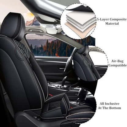 Car Seat Covers Front Seats for Honda Pilot 2003-2026, Waterproof Nappa Leather Car Seat Cover, Full Coverage Car Seat Covers Sets(2 Seats/Black) - color: Black 2 Seats, size: Honda Pilot 2003-2026