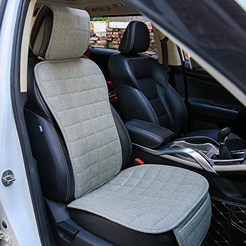 Suninbox Car Seat Covers Front Seat Only,Cloth Car Seat Covers,Linen Car Seat Protector Universal Fits Most Automotive,Vans,SUVs,Trucks Gray - color: A Gray Backrest