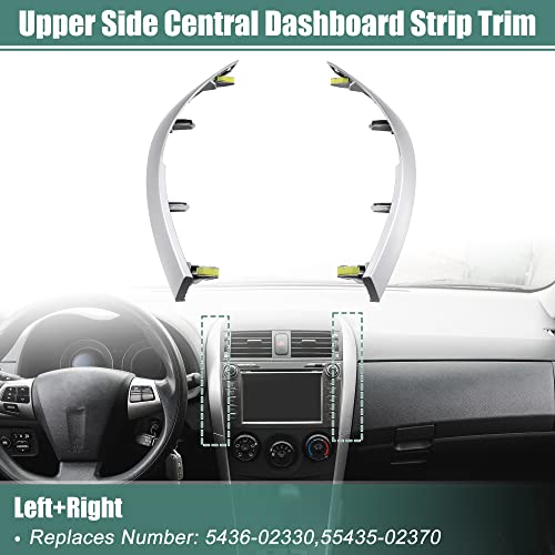 X AUTOHAUX Left and Right Upper Side Central Dashboard Cover Strip Trim for Toyota Corolla 2008-2013 55436-02330 55435-02370 Center Dash Navigation Side A/C Outlet Air Vent Panel Strip 1 Pair