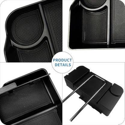 Center Console Seat Headrest Organizer for 2011-2024 2025 2026 Ford F150 F250 F350 F450 F550 F650 Accessories, Storage Tray with Non-Slip Rubber Mat (Jump Seat Only)
