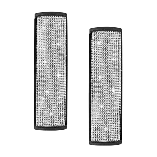 2PCS Bling Car Seat Belt Shoulder Pads, Soft PU Leather Seatbelt Strap Pad with Crystal Diamond, Glitter Safety Belt Pad Shoulder Cover for Women, Decorative Car Accessories - color: 2 PCS