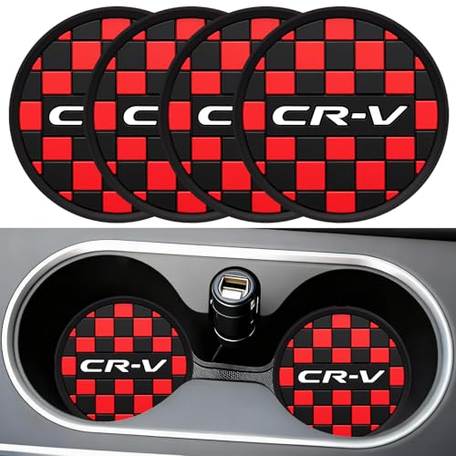 Car Cup Coaster, 4PCS Universal Non-Slip Cup Holders Embedded in Ornaments Coaster, Car Interior Accessories (red, CR-V) - color: Red, size: CR-V
