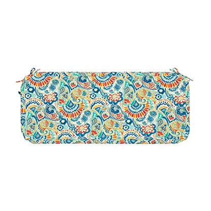 Magpie Fabrics Patio Bench Loveseat Cushion Covers (Replacement Cover only, No Insert!), Waterproof Fade Resistant Swing Cushion Slipcover with Ties(42x18x3 Inch, Paisley Multi) - color: A Paisley Multi, size: 42x18x3 Inch (1 Count)