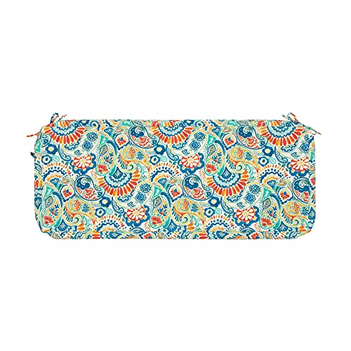 Magpie Fabrics Patio Bench Loveseat Cushion Covers (Replacement Cover only, No Insert!), Waterproof Fade Resistant Swing Cushion Slipcover with Ties(45x18x3 Inch, Paisley Multi) - color: A Paisley Multi, size: 45x18x3 Inch (1 Count)