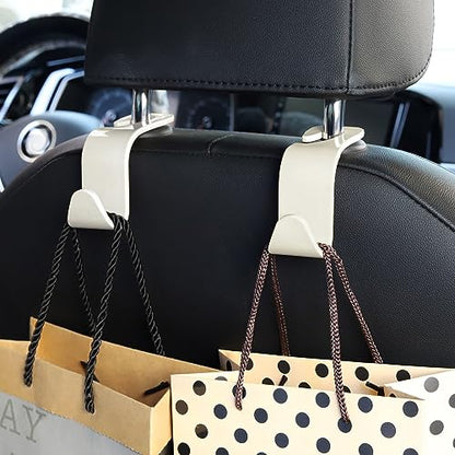 Soleebee 4 Pack Car Headrest Hook Universal Car Seat Hook Auto Hook Car Back Seat Hangers Storage Organizer (White) - color: White