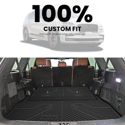 LASFIT Trunk Mat & Backrest Mats for Lincoln Aviator 2026 2025 2024 2023 2022 2021 2020, All Weather TPE Custom Fit Cargo Liner for Aviator Cargo Mat 2020-2026, Black, Easy to Clean - size: 2020-2026|For Lincoln Aviator|Trunk&Backrest Mats